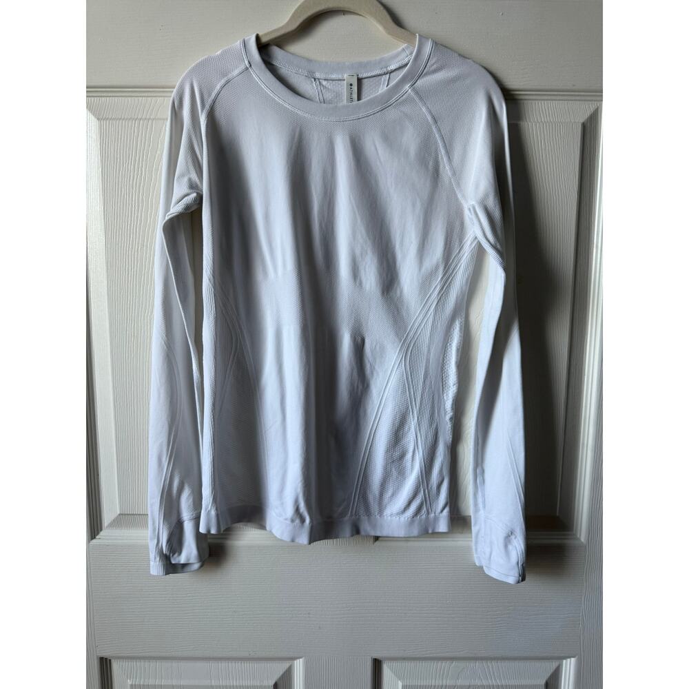 Athleta White Momentum Long Sleeve Performance Top Small Workout Gym Athletic